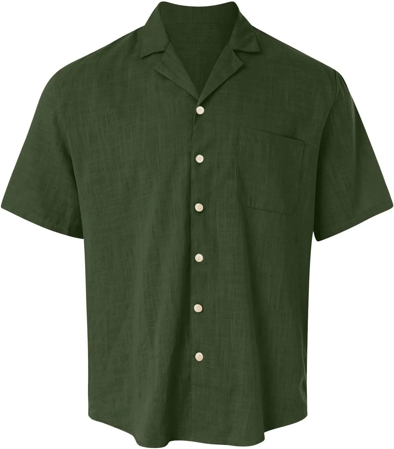 Men's Button Up Cuban Guayabera Shirt Casual Short Sleeve Solid Color Buttons Down Summer Dress Shirts Tops, M-5XL