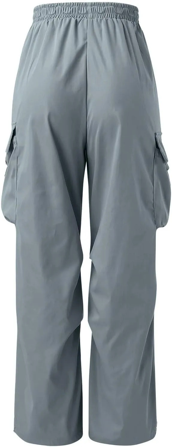 Mens Cargo Pants Casual Loose Fit Wide Leg Elasticated Waist Pant Sweatpants with Pockets