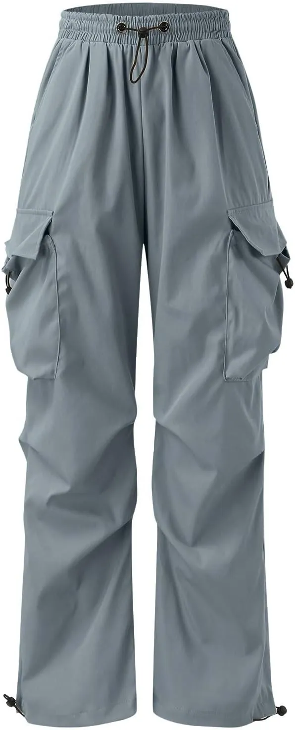 Mens Cargo Pants Casual Loose Fit Wide Leg Elasticated Waist Pant Sweatpants with Pockets