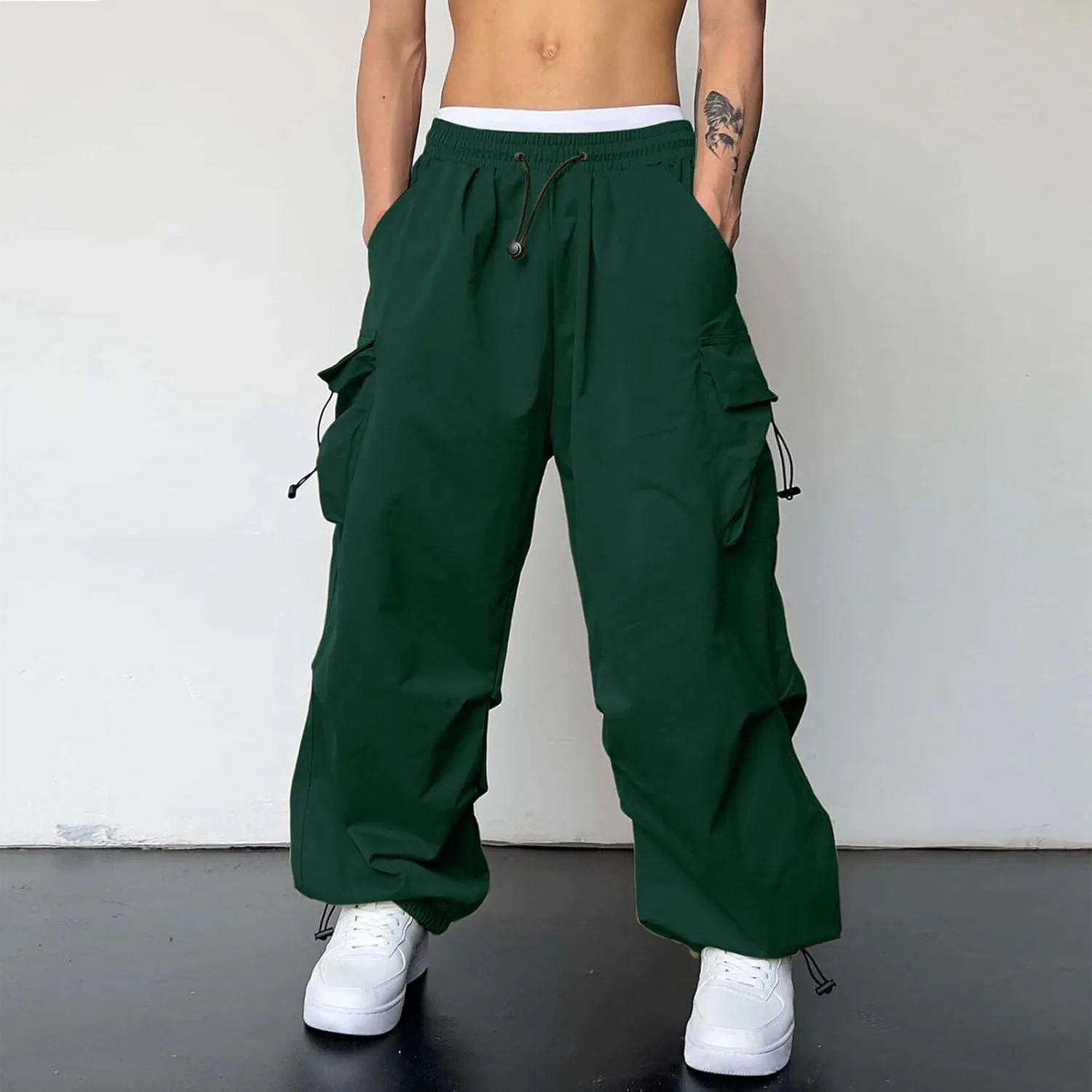 Men's Cargo Pants Casual Stretch Elasticated Waist Pant Combat Work Pant with Pockets