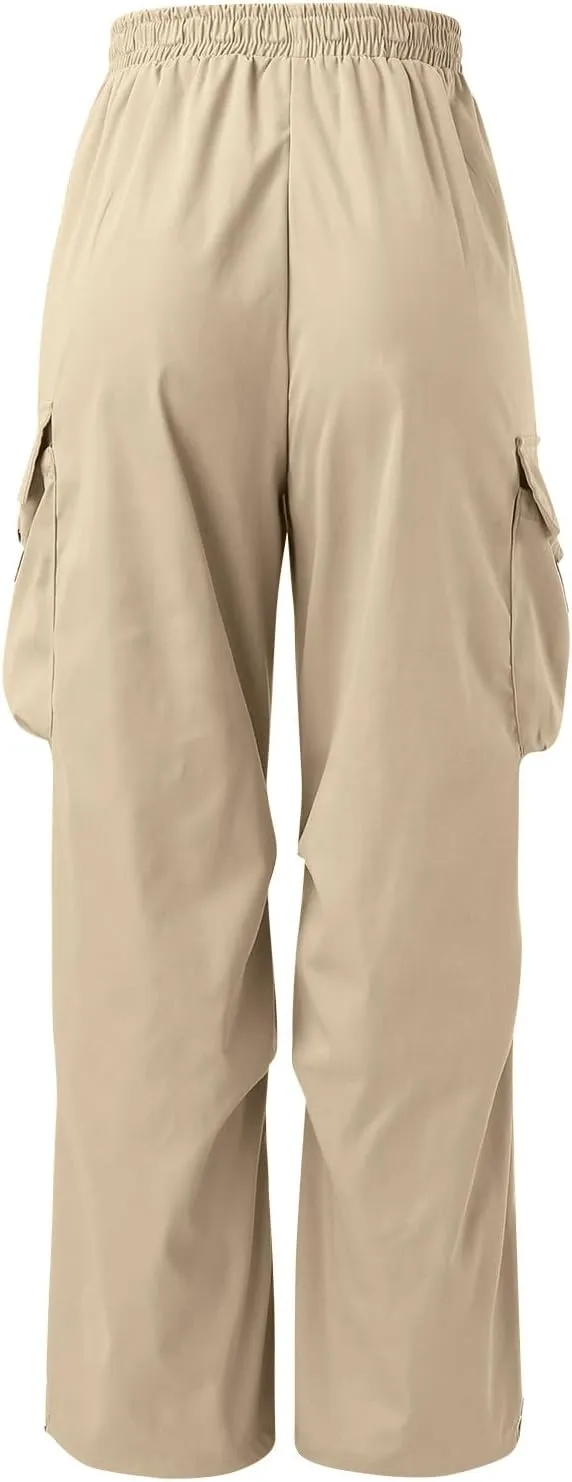 Mens Cargo Pants Casual Work Pant Drawstring Elastic Waist Hip Hop Harem Pants with Pockets