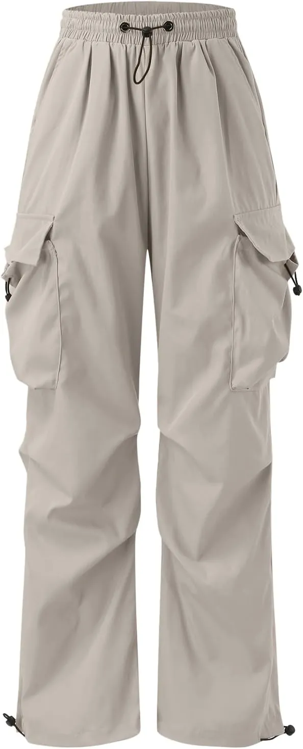 Mens Cargo Pants Casual Work Pant Drawstring Elastic Waist Hip Hop Harem Pants with Pockets