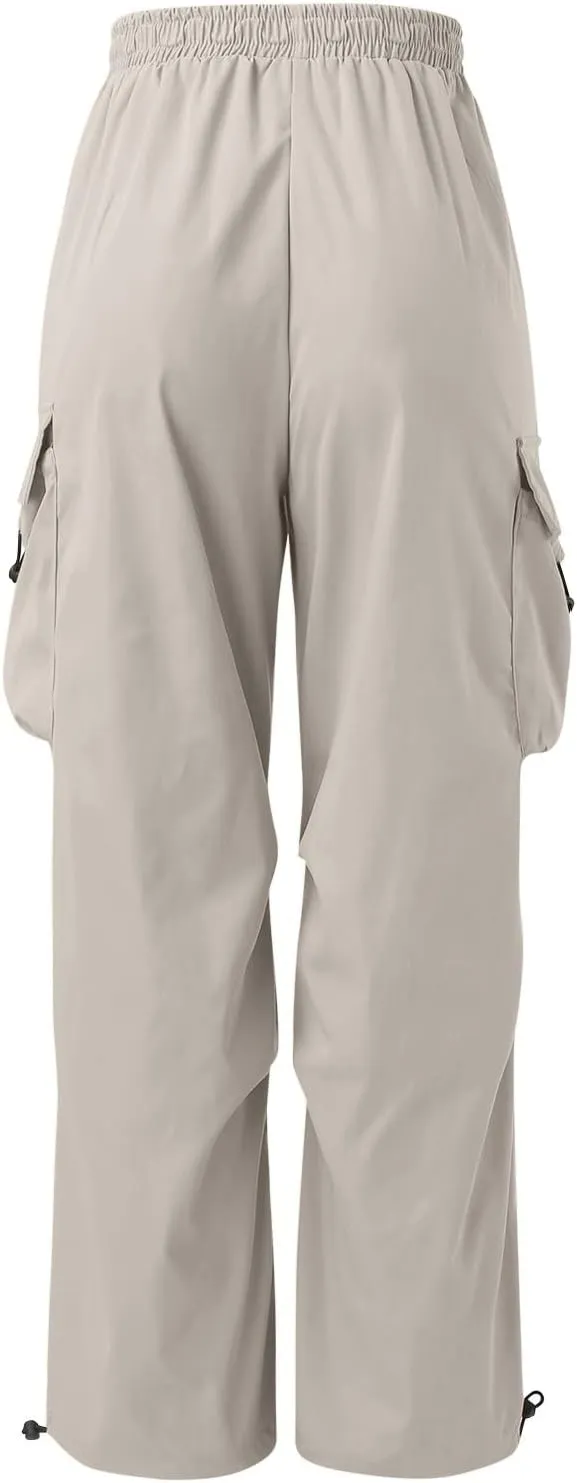 Mens Cargo Pants Casual Work Pant Drawstring Elastic Waist Hip Hop Harem Pants with Pockets