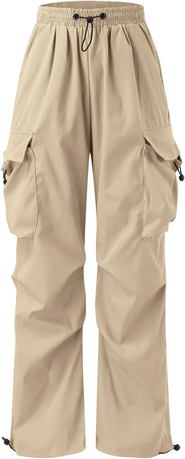 Mens Cargo Pants Casual Work Pant Drawstring Elastic Waist Hip Hop Harem Pants with Pockets
