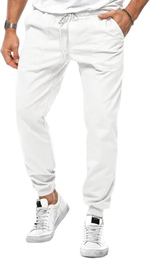 Men's Casual Drawstring Elastic Waist Pants Flat Front Casual Jogger Pants Trousers with Pockets