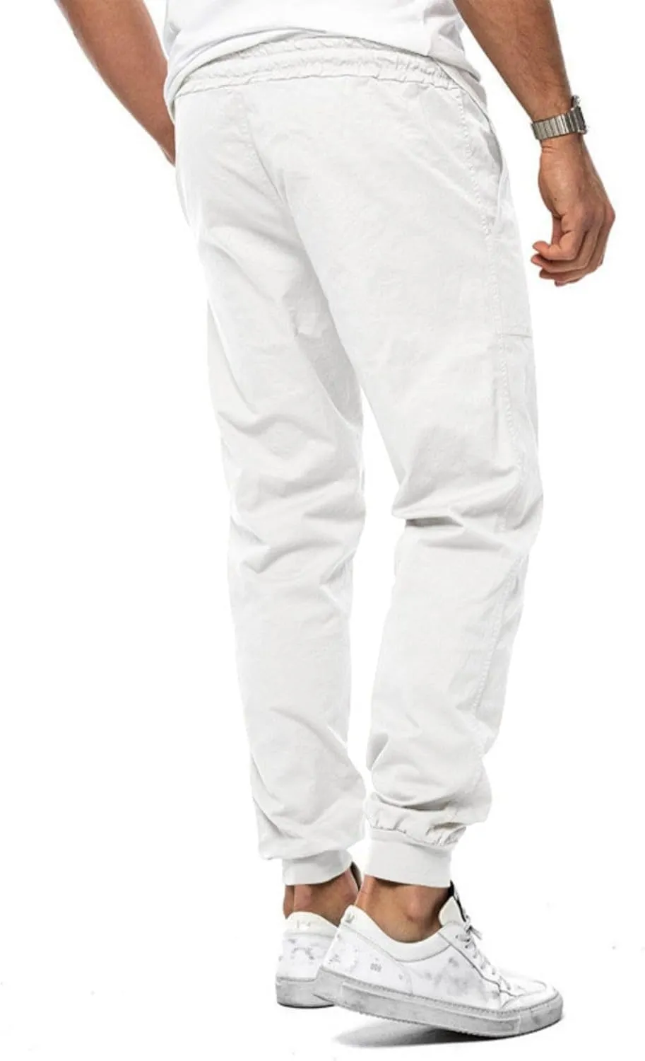 Men's Casual Drawstring Elastic Waist Pants Flat Front Casual Jogger Pants Trousers with Pockets