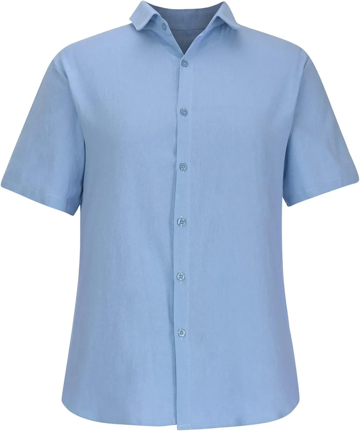 Mens Casual Linen Shirts Short Sleeve Button Down Shirt Solid Summer Beach Vacation Shirt Untucked Dress Shirt