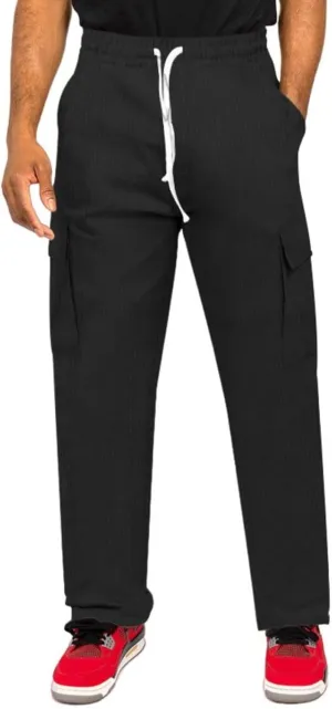 Men's Corduroy Pant Straight Fit Elastic Waist Flat-Front Casual Pants