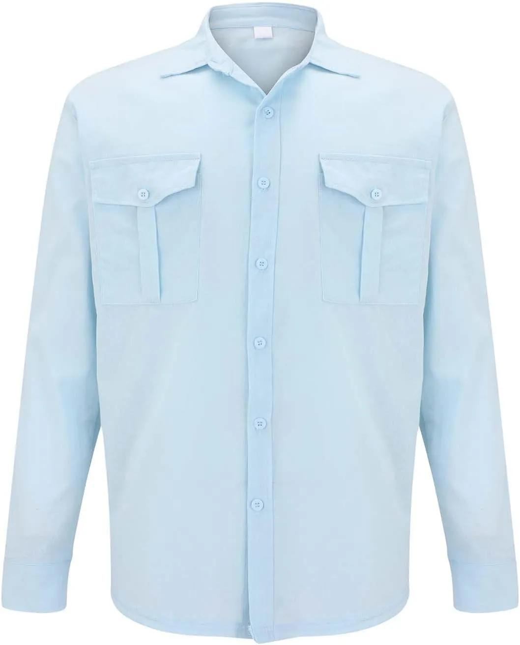 Men's Cuban Guayabera Cotton Linen Long Sleeve Dress Shirt Casual Fashion Button up Shirts Jackets with 2 Pockets