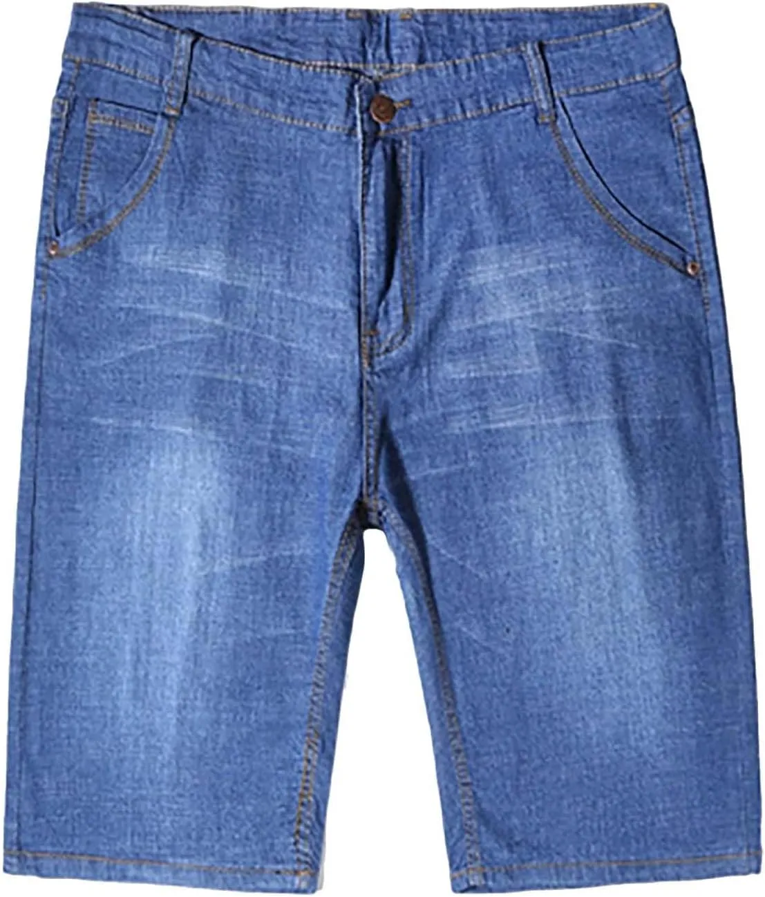 Mens Denim Shorts Oversized Loose Fit Summer Casual Stretch Cotton Jean Shorts Trendy Elastic Waist Crop Pants Pocket