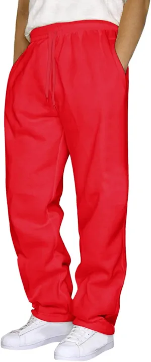 Men's Fleece Cargo Sweatpants Solid Color Joggers Lounge Relaxed Fit Overalls Business Trousers with Pocket
