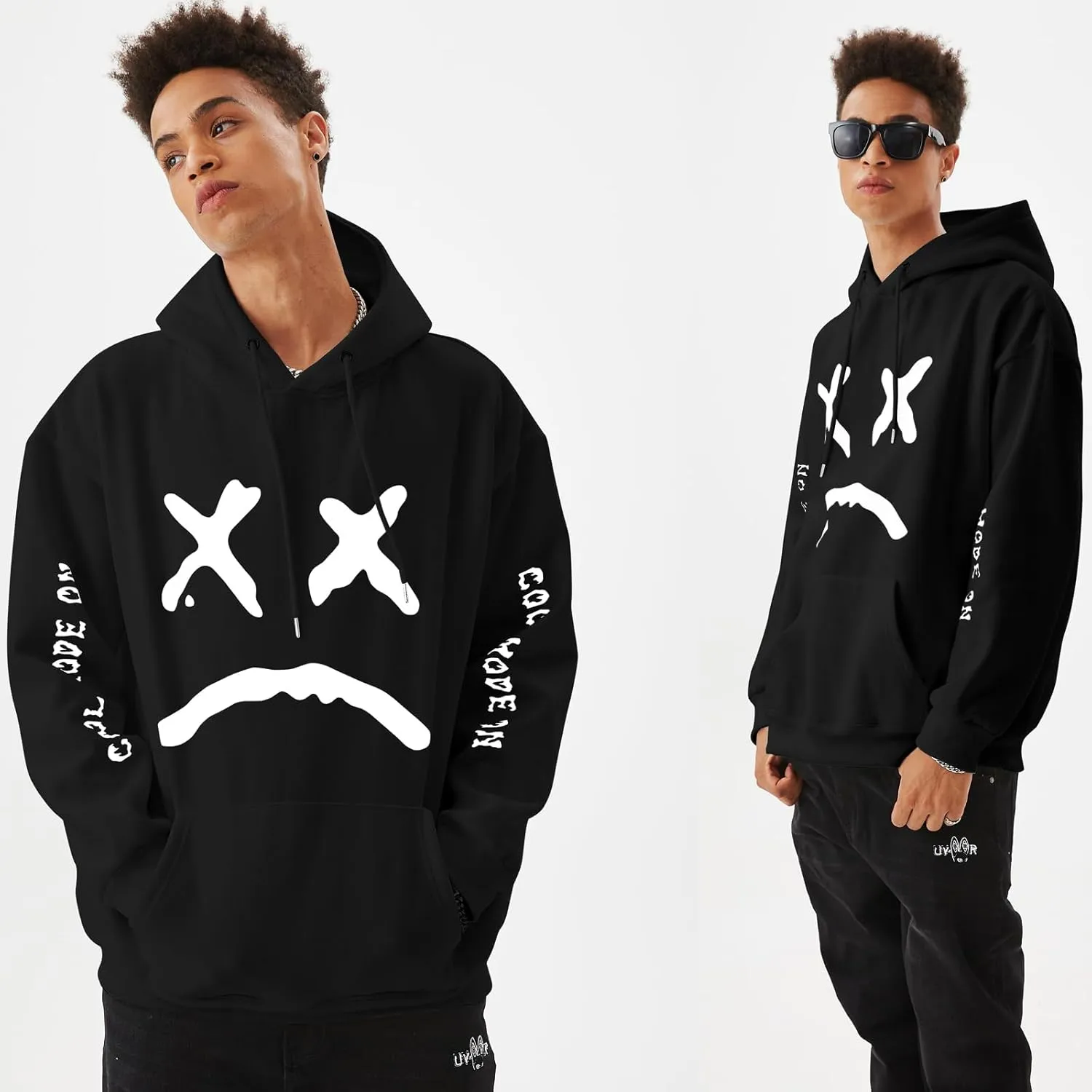 Men's Fleece Pullover Hoodie Sweatshirts Cotton Graphic Casual Streetwear