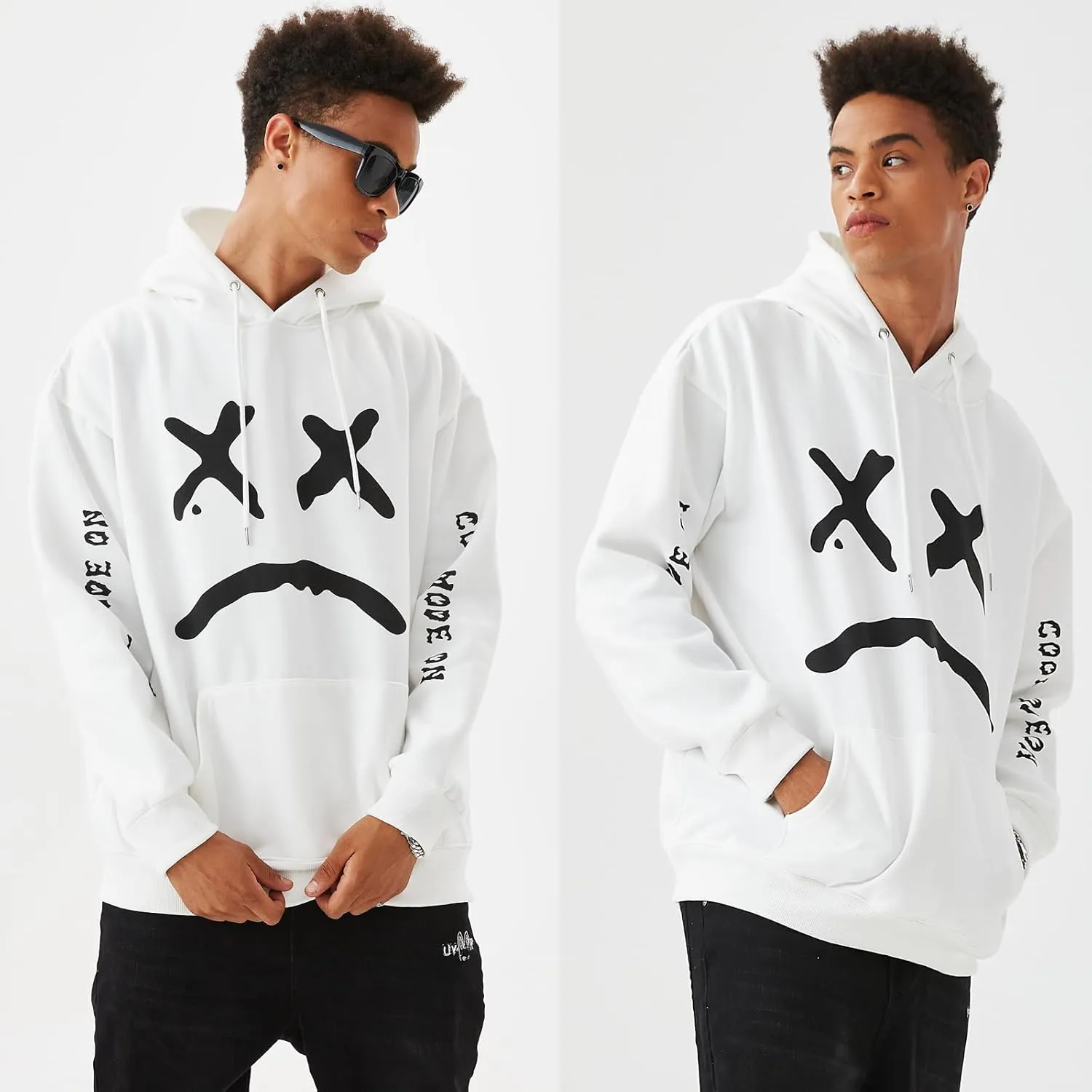 Men's Fleece Pullover Hoodie Sweatshirts Cotton Graphic Casual Streetwear