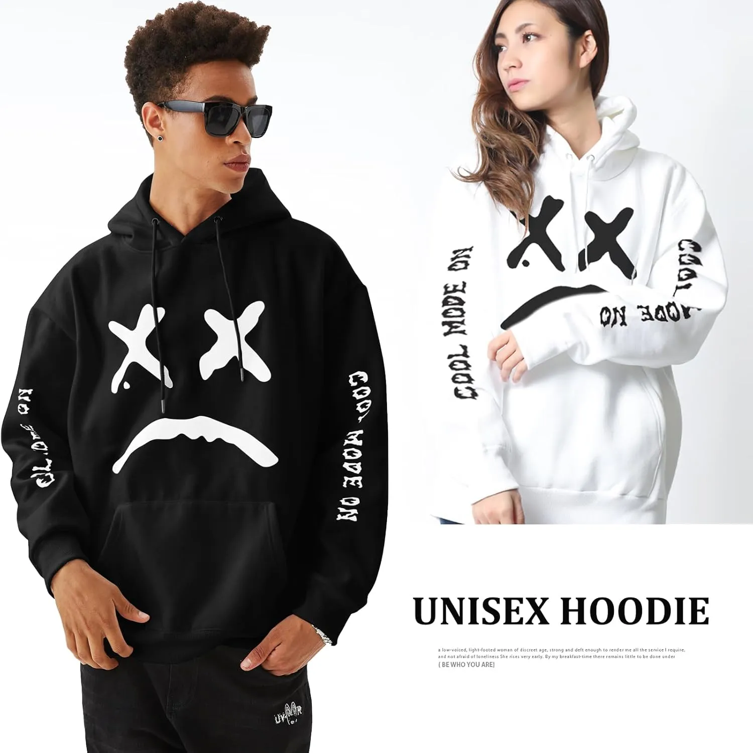 Men's Fleece Pullover Hoodie Sweatshirts Cotton Graphic Casual Streetwear
