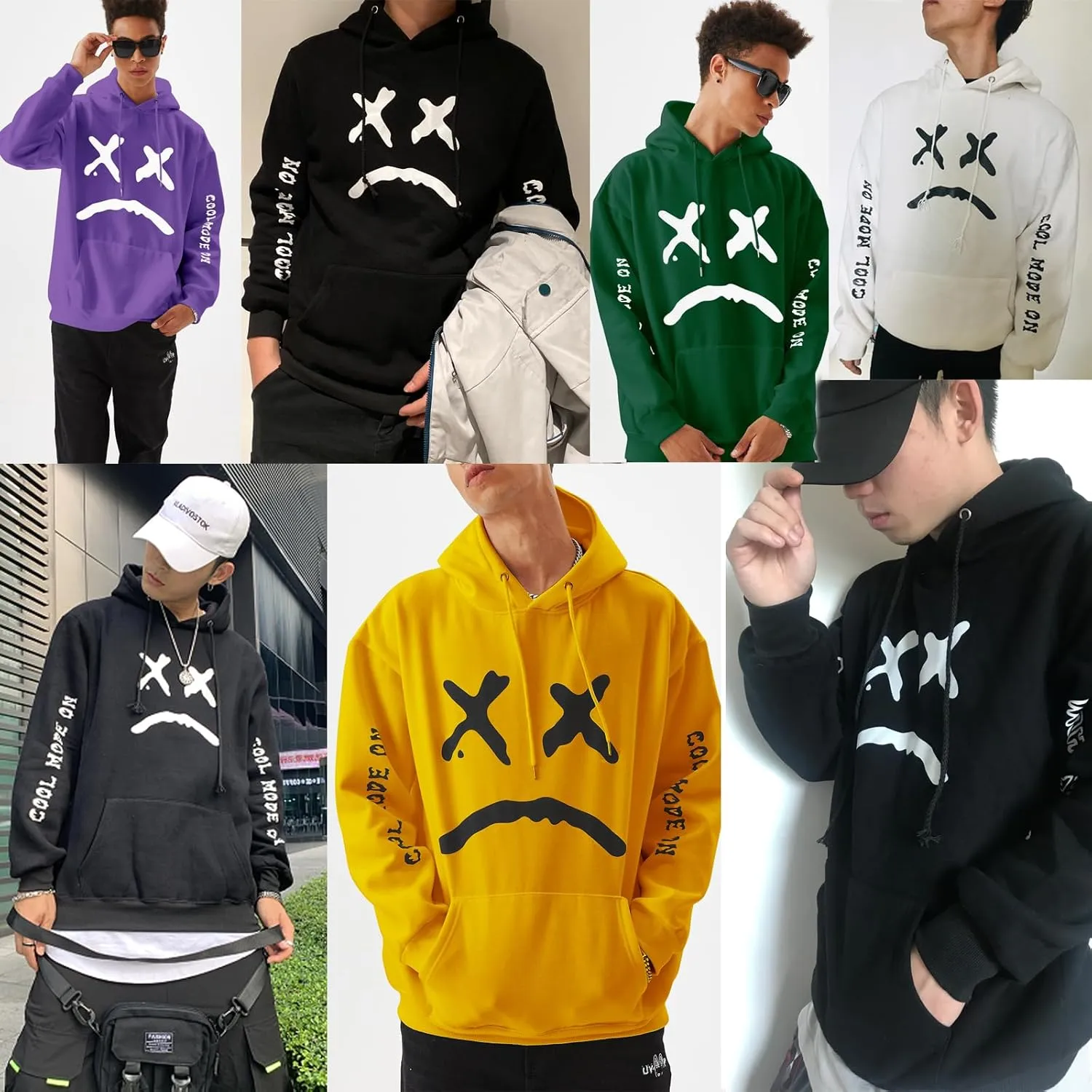 Men's Fleece Pullover Hoodie Sweatshirts Cotton Graphic Casual Streetwear