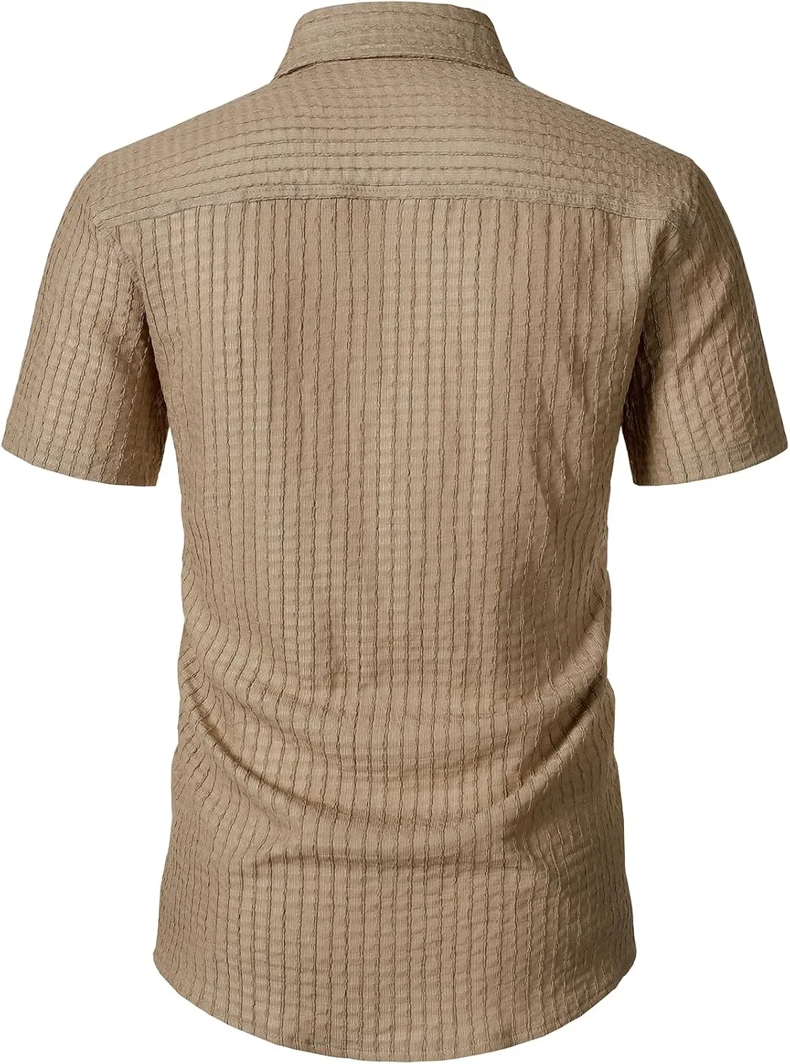 Men's Knit Shirt Summer Casual Short Sleeve Button Down Shirt for Beach Vacation