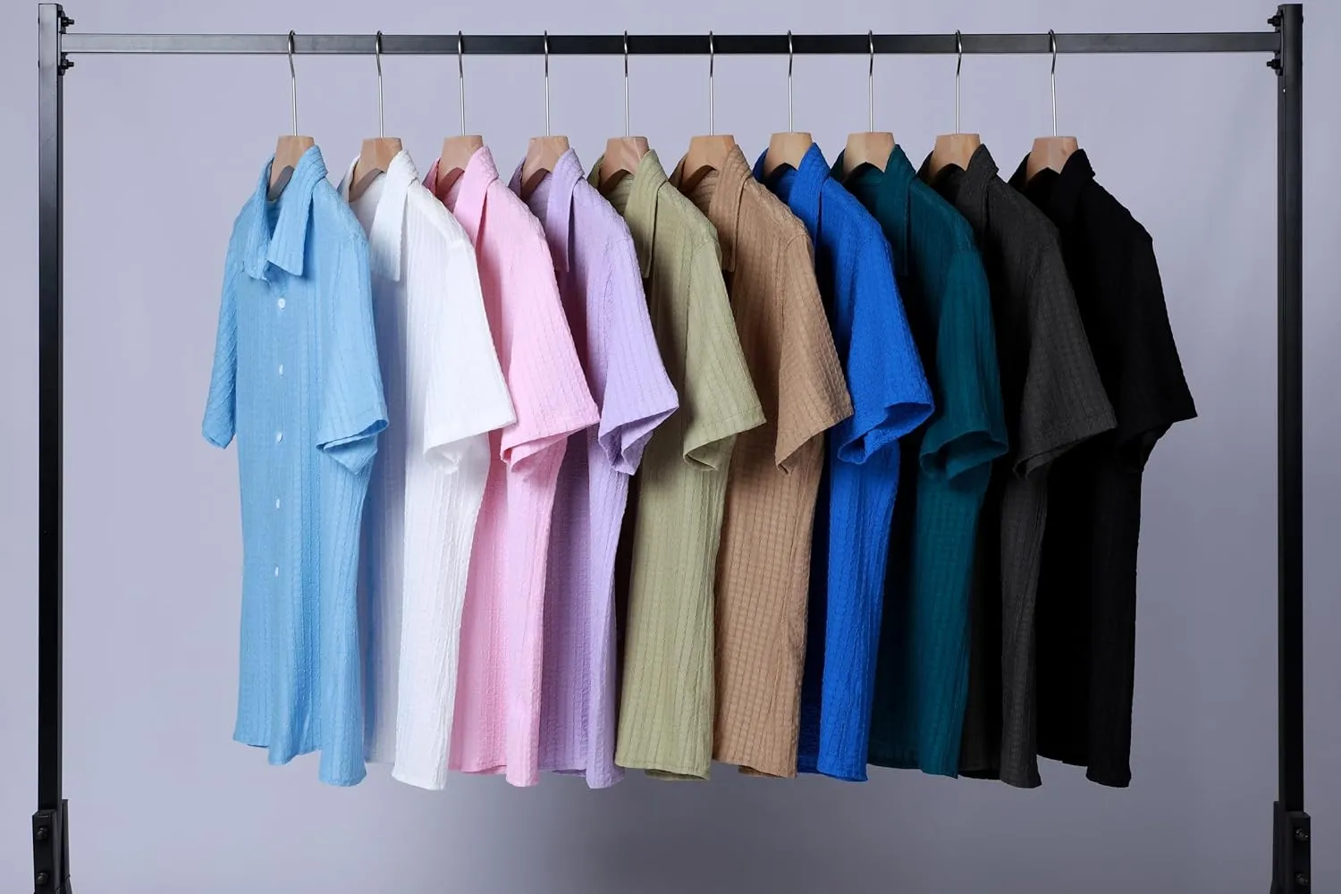 Men's Knit Shirt Summer Casual Short Sleeve Button Down Shirt for Beach Vacation
