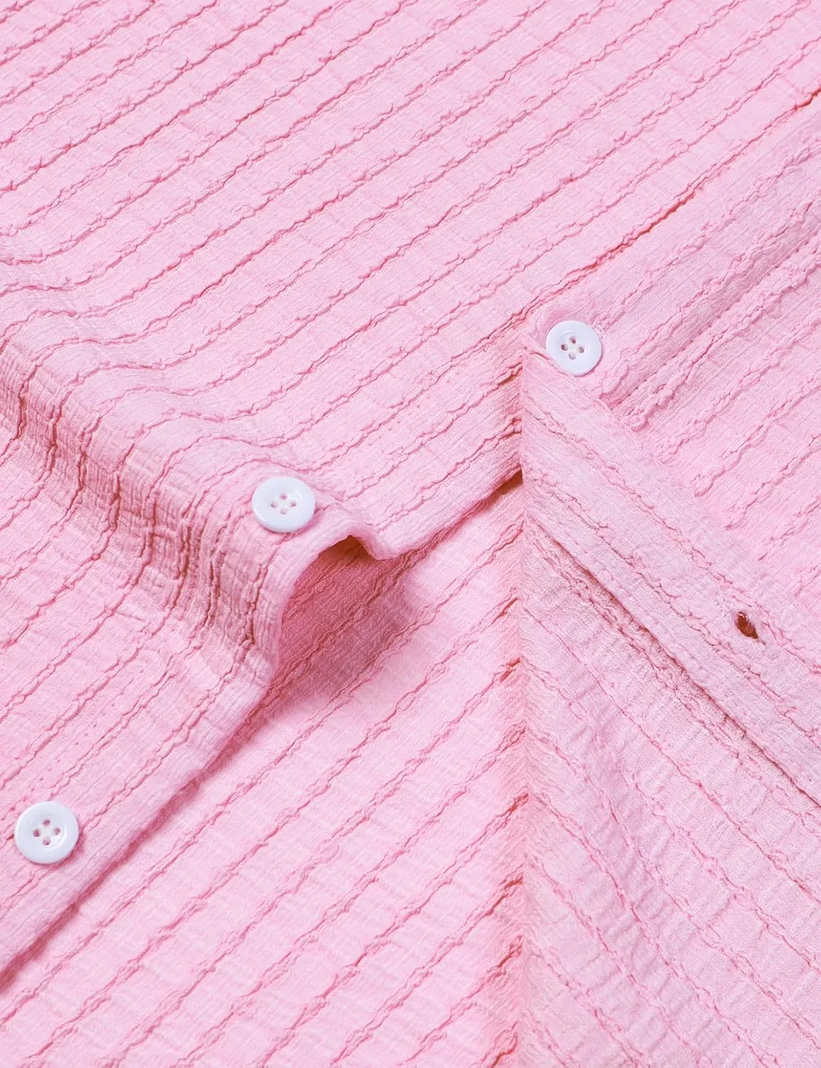 Men's Knit Shirt Summer Casual Short Sleeve Button Down Shirt for Beach Vacation