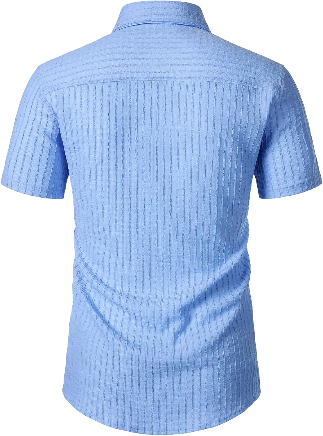 Men's Knit Shirt Summer Casual Short Sleeve Button Down Shirt for Beach Vacation