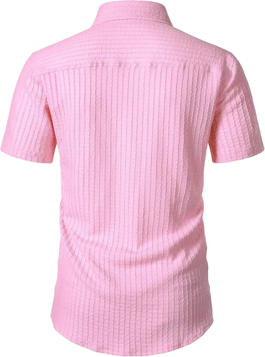 Men's Knit Shirt Summer Casual Short Sleeve Button Down Shirt for Beach Vacation