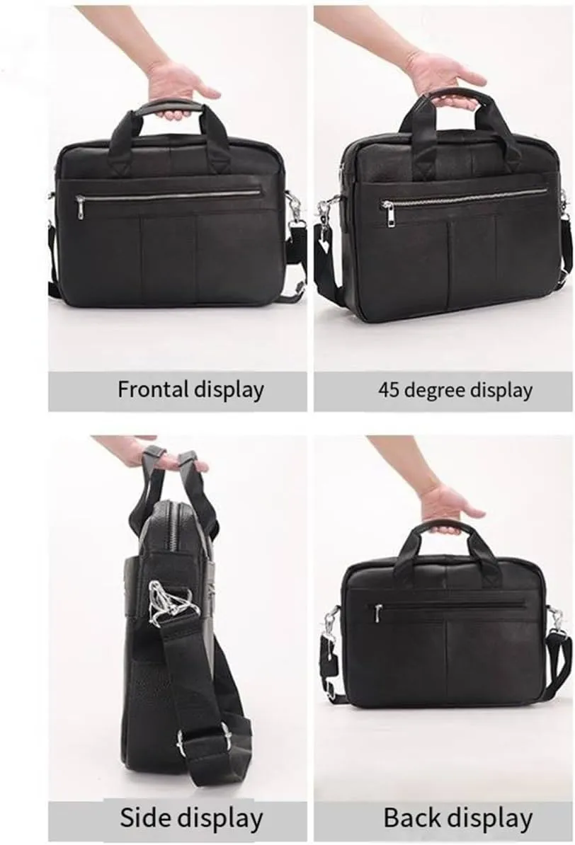 Men's Leather Handbag Briefcase Genuine Leather Business Bag Vintage Messenger Bag Laptop Tote Stylish and Durable