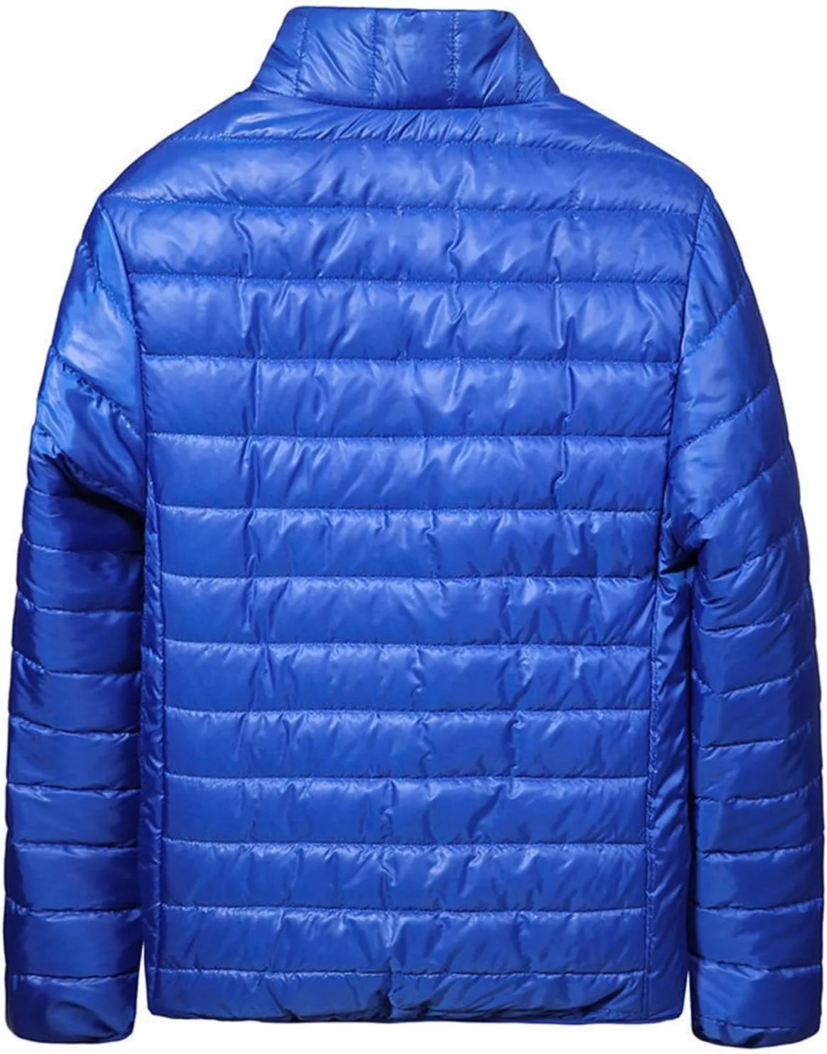Mens Lightweight Down Jacket Shiny Packable Puffer Jacket Warm Insulated Padded Bubble Winter Coats Outwear No Hood