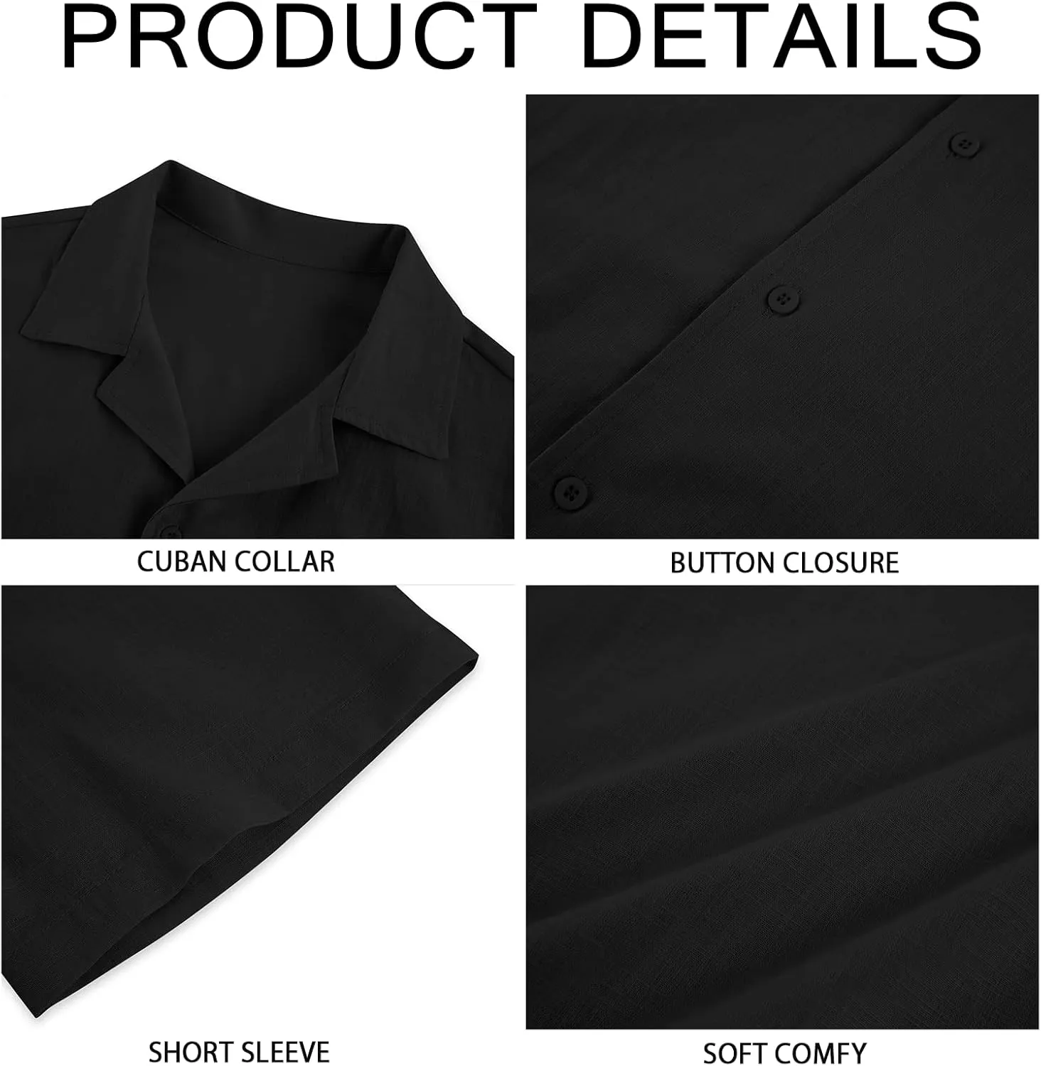 Mens Linen Button Down Shirts Short Sleeve Basic Cuban Regular Fit Wedding Summer Beach Tops