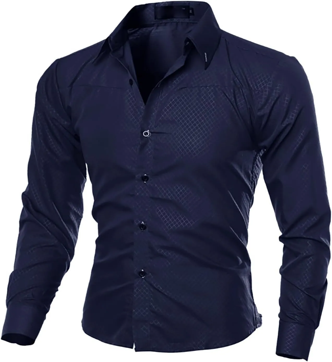 Men's Long Sleeve Button Down Shirt Solid Slim Fit Wrinkle-Free Casual Business Formal Wedding Party Dress Shirt