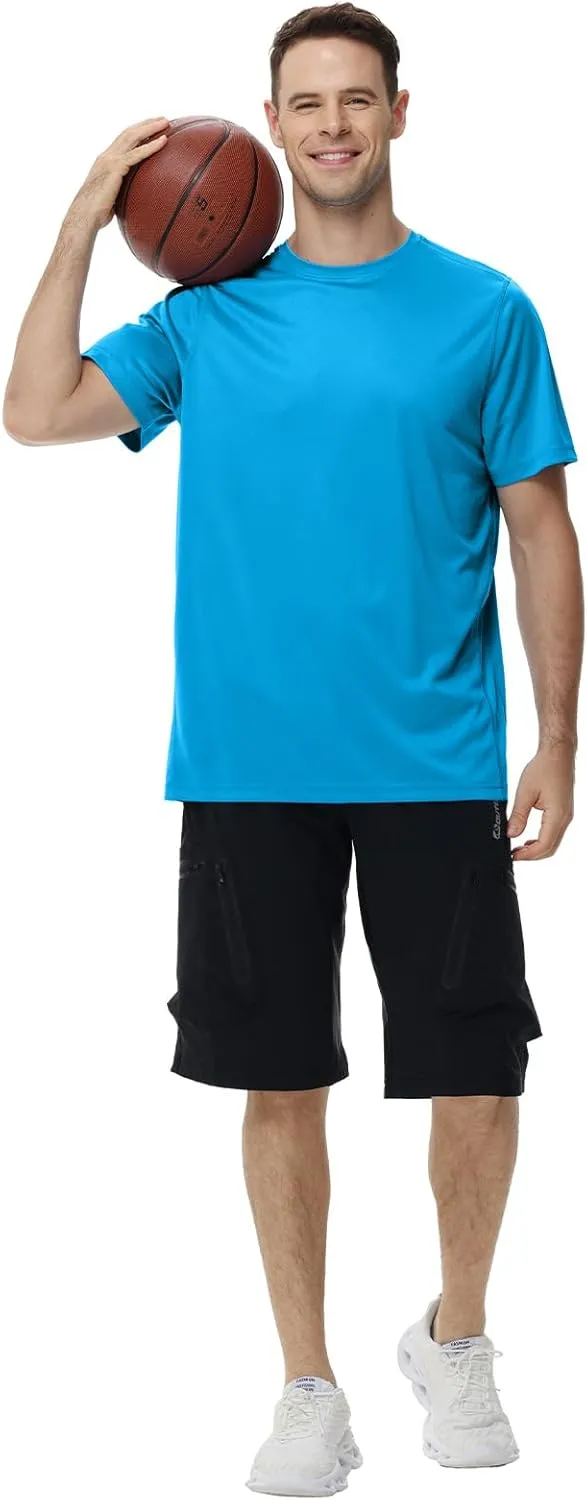 Mens Quick Dry Fit Mositure Wicking Athletic Performance T Shirt -Crewneck Outdoor Activewear Tops
