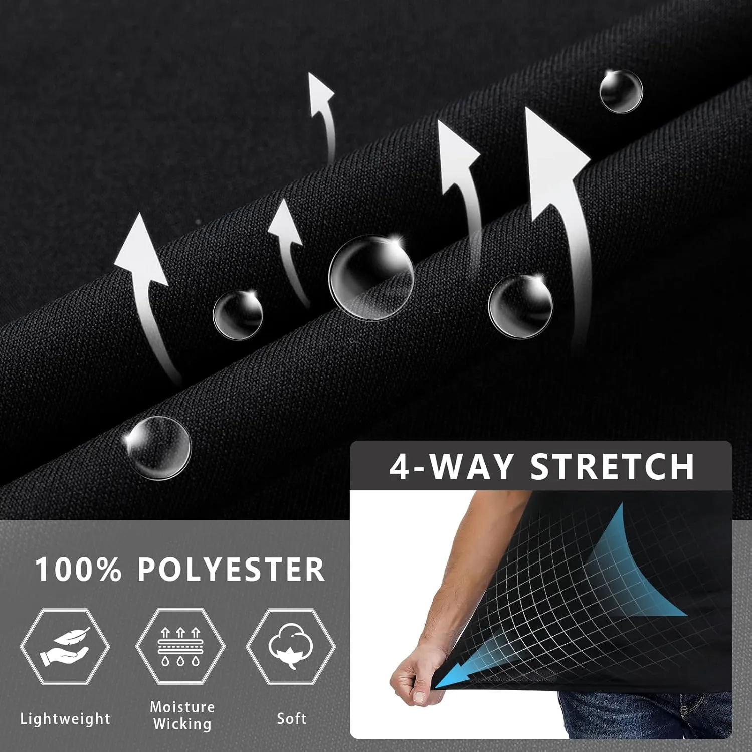 Mens Quick Dry Fit Mositure Wicking Athletic Performance T Shirt -Crewneck Outdoor Activewear Tops