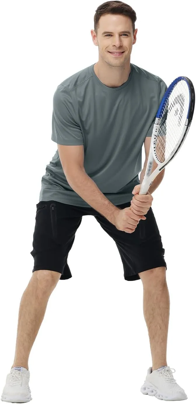 Mens Quick Dry Fit Mositure Wicking Athletic Performance T Shirt -Crewneck Outdoor Activewear Tops