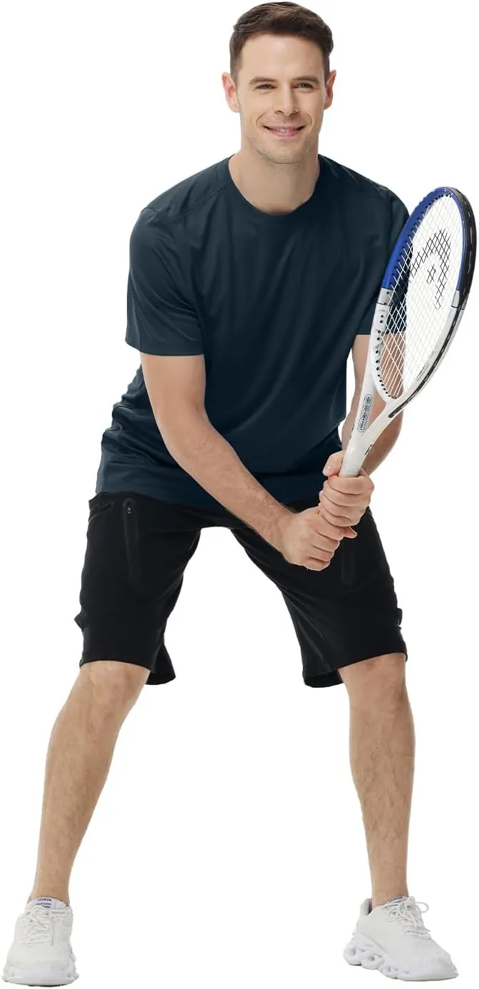 Mens Quick Dry Fit Mositure Wicking Athletic Performance T Shirt -Crewneck Outdoor Activewear Tops
