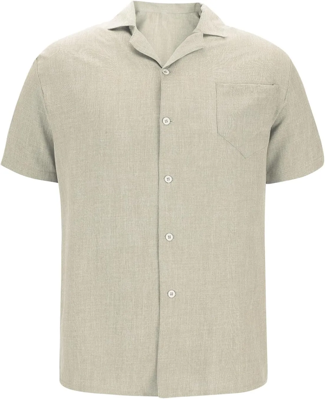 Mens Shirts Casual Short Sleeve Button Down Linen Shirts No Tuck Dress Tee Shirt Fashion Beach Resort Wear