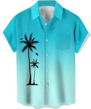Men's Short Sleeve Button Up Hawaiian Shirt 1950s Vintage Bowling Shirts