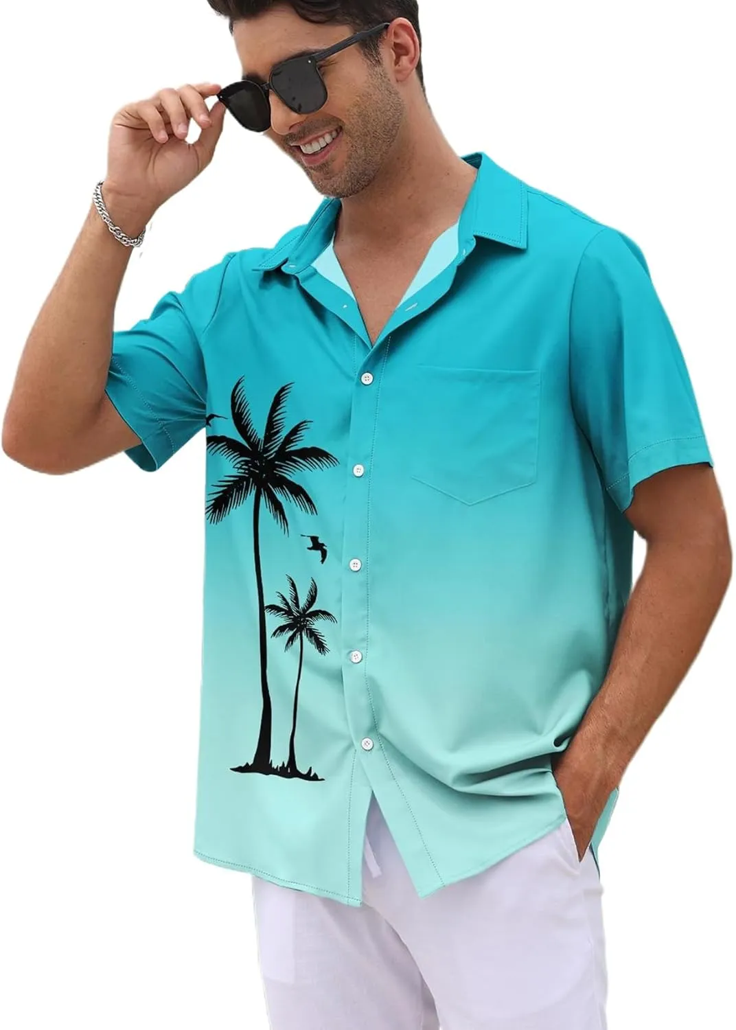 Men's Short Sleeve Button Up Hawaiian Shirt 1950s Vintage Bowling Shirts