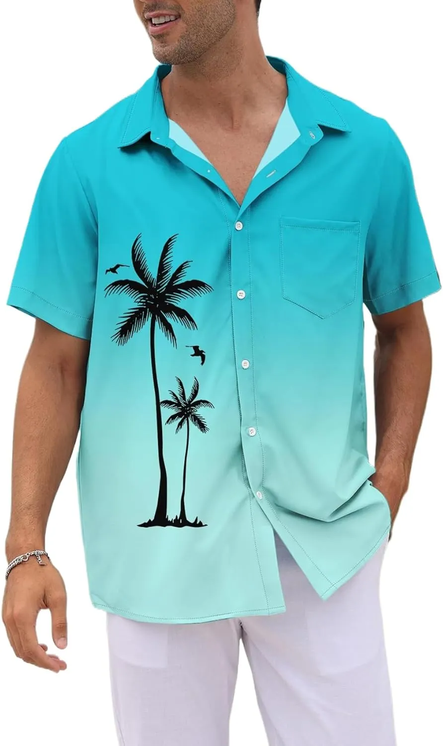 Men's Short Sleeve Button Up Hawaiian Shirt 1950s Vintage Bowling Shirts