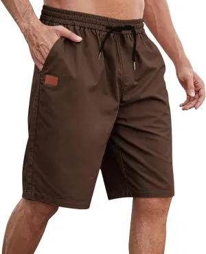 Mens Shorts 7 Inch, Mens Casual Shorts - Cotton Drawstring Summer Beach Stretch Twill Chino Golf Shorts with Pockets