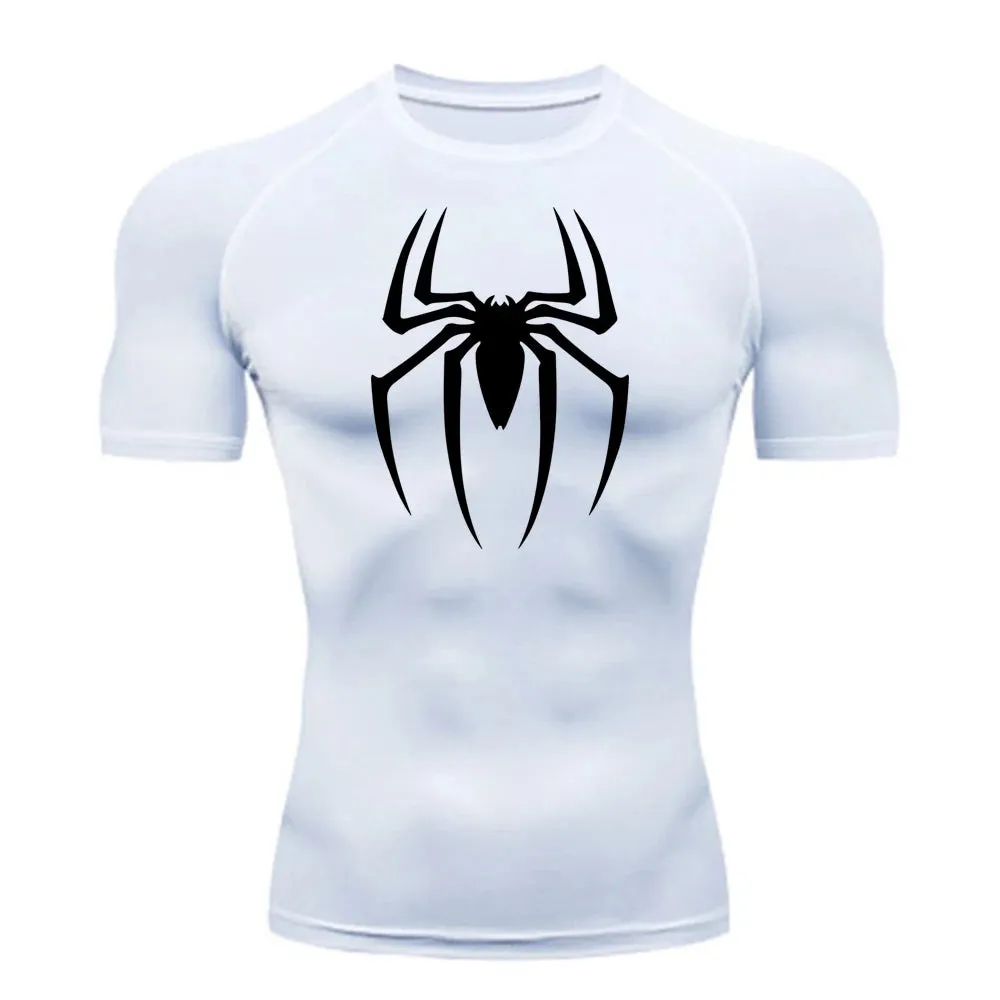 Men's Spider Print Compression Shirt – Quick-Dry, Breathable Gym Tee