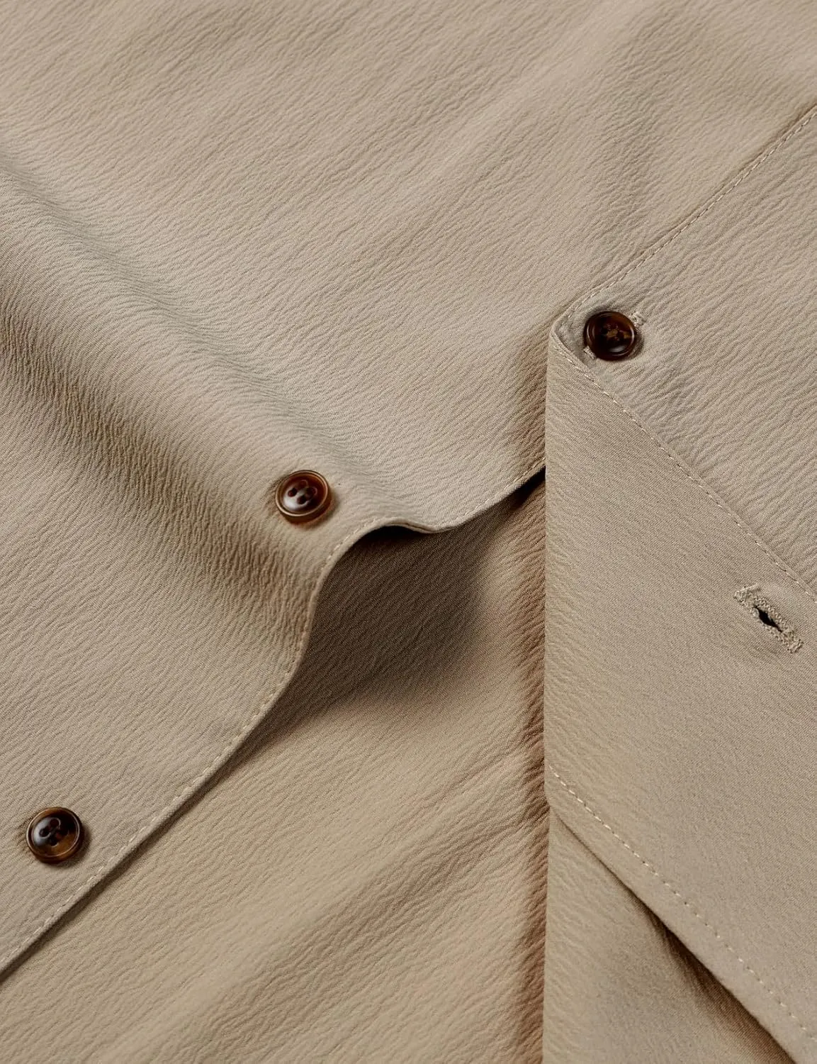 Men's Stretch Cuban Collar Shirt Summer Lightweight Short Sleeve Button Down Shirts with Pocket for Beach Vacation