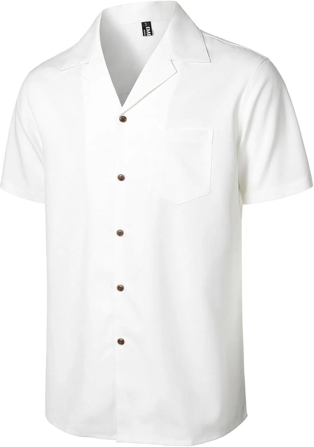 Men's Stretch Cuban Collar Shirt Summer Lightweight Short Sleeve Button Down Shirts with Pocket for Beach Vacation