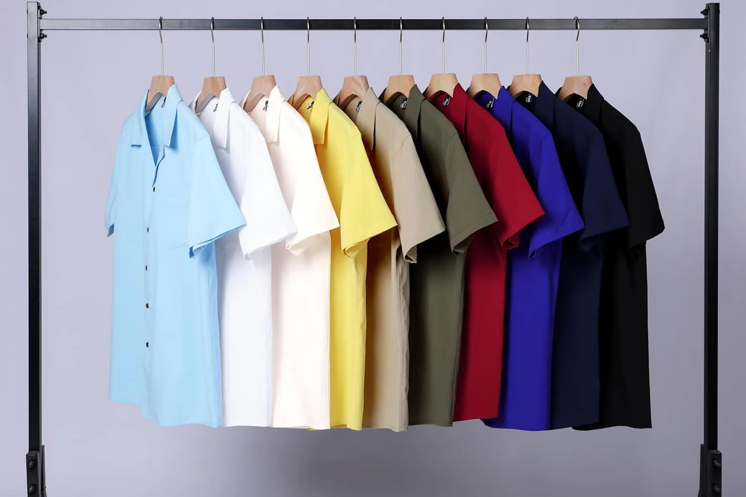 Men's Stretch Cuban Collar Shirt Summer Lightweight Short Sleeve Button Down Shirts with Pocket for Beach Vacation