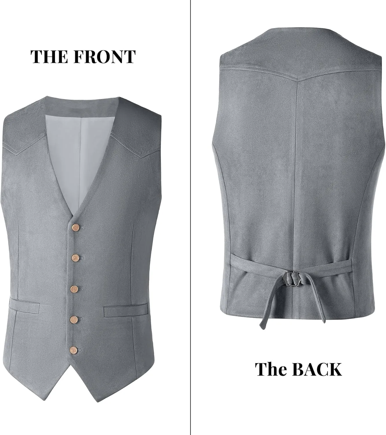 Men's Suede Leather Vest Casual Cowboy Western Vests Mens Waistcoat