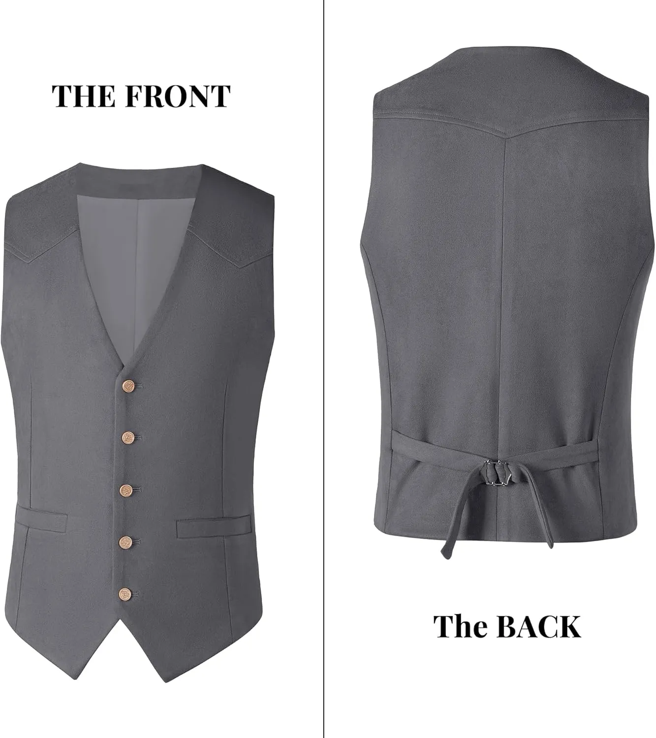 Men's Suede Leather Vest Casual Cowboy Western Vests Mens Waistcoat