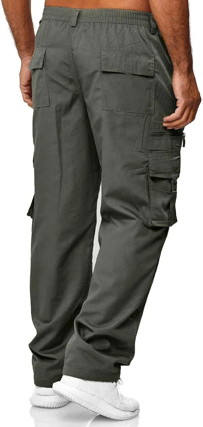 Men's Track Pants Pockets Casual Pants with Zipper Sports Drawstring Mid-Waist Men's Pants Men's Pants Fleece