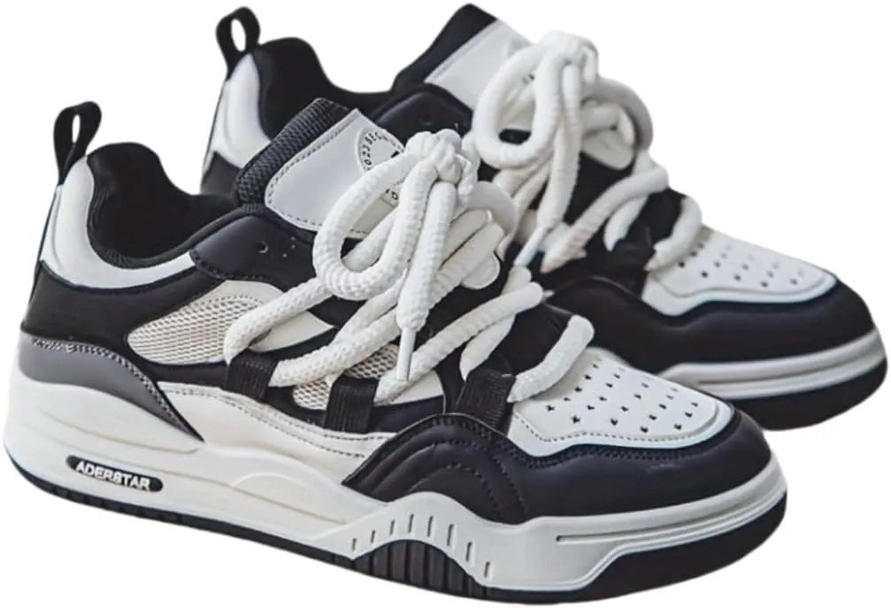Men's Trendy Chunky Skate Shoes with Good Grip, Breathable Lace-up Sneakers for Men's Outdoor Activities