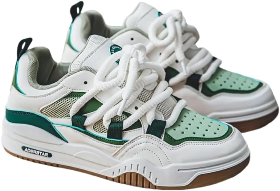 Men's Trendy Chunky Skate Shoes with Good Grip, Breathable Lace-up Sneakers for Men's Outdoor Activities