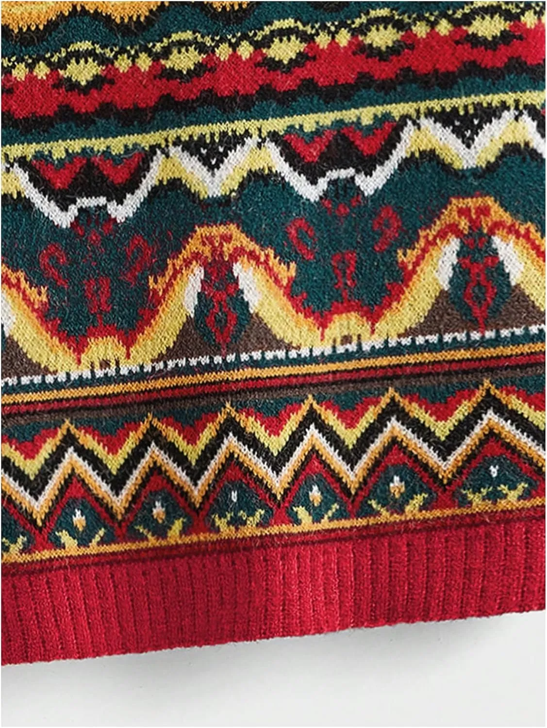 Men's Tribal Print Sweater Vests V Neck Sleeveless Knitted Tank Tops Streetwear