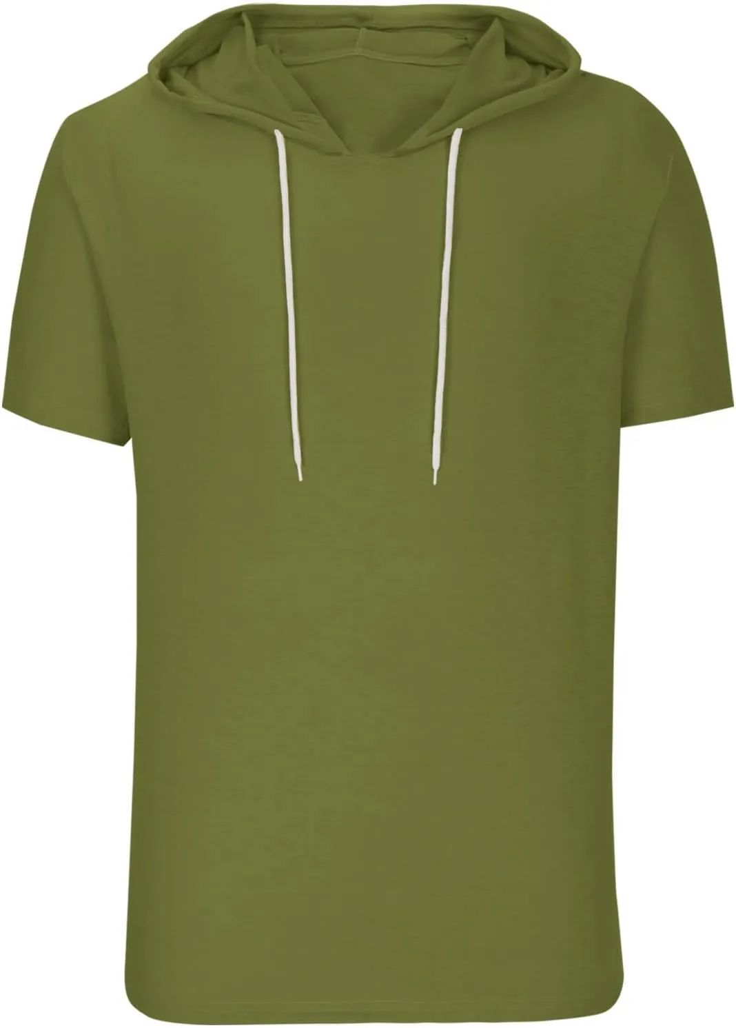 Mens Tshirts Cotton Short Sleeve Causal Hooded Shirts Lightweight Solid Athletic Workout Tops Drawstring Hoodies