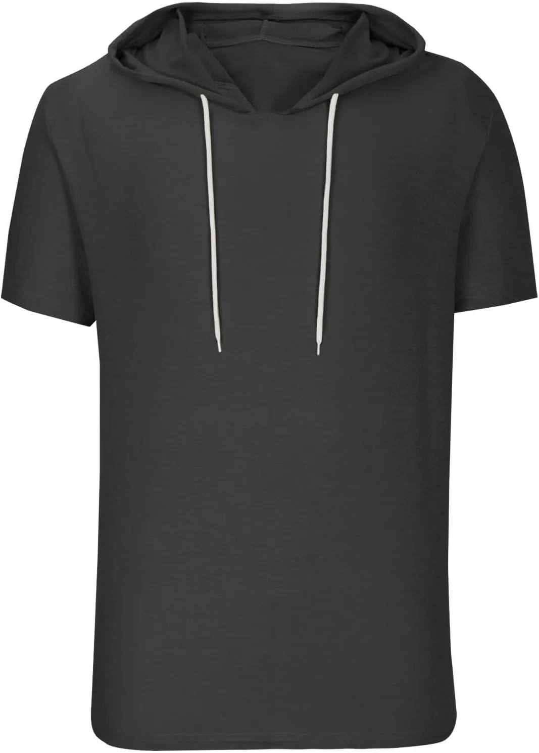 Mens Tshirts Cotton Short Sleeve Causal Hooded Shirts Lightweight Solid Athletic Workout Tops Drawstring Hoodies