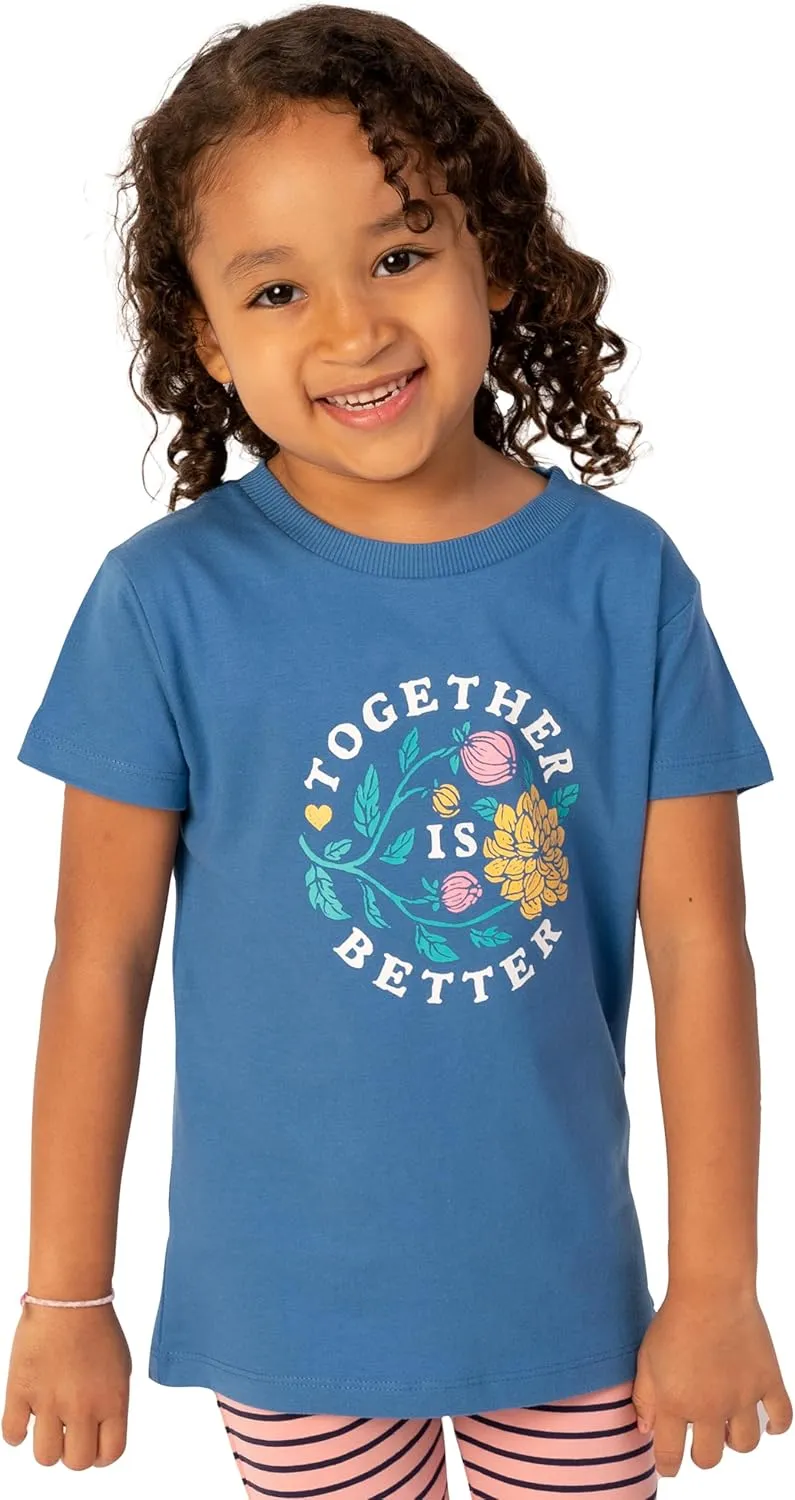 Mightly Girls' Crewneck Short Sleeve T Shirts | 100% Organic Cotton, Colorful Casual Clothes, Soft & Basic Crewneck Tee
